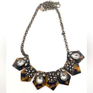 LOFT tortoise and crystal statement necklace